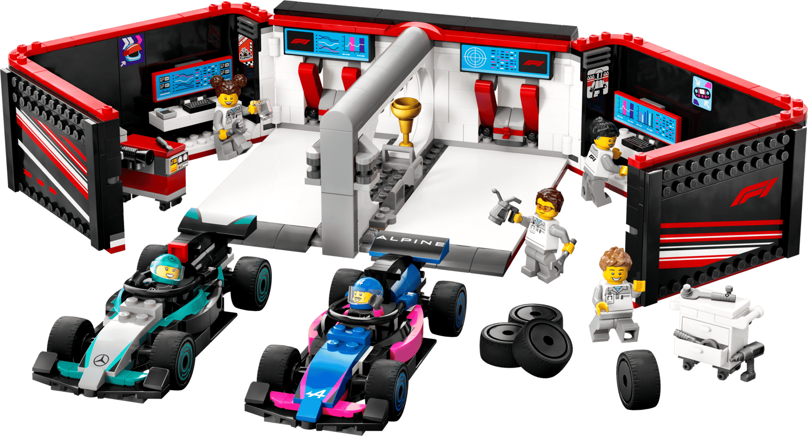 LEGO F1 Garage mit Mercedes-AMG & Alpine Rennautos (60444)
