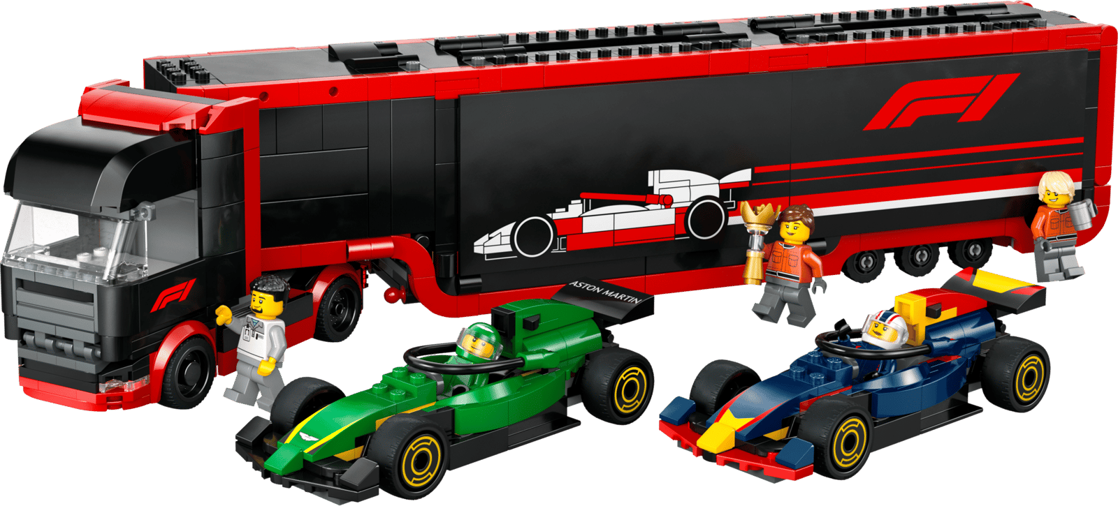 LEGO F1 Transporter mit RB20 & AMR24 F1 Rennautos 60445